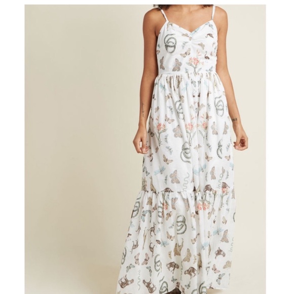 NWOT animal all over print snake Fauna maxi 100% cotton dress prairie boho L - Picture 3 of 16